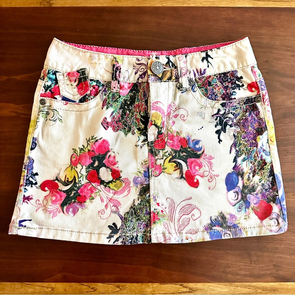 Dreampop Cynthia R. Bright Abstract Pop Art Cotton Mini Skirt Girl’s Size 8